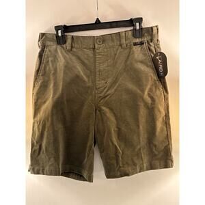 Laird Corduroy Shorts Mens 30 Olive Green Chino Stretch Performance Walking 9 In